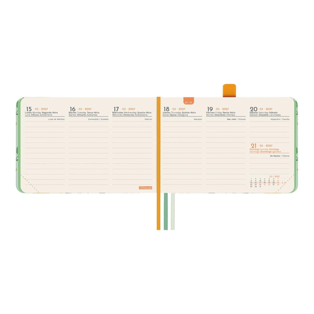 Agenda Encadernada 2027 Mínimal Design M0-104x73 mm Semanal Vertical Impossível Finocam Multicolor Multilingue Multicolor-4