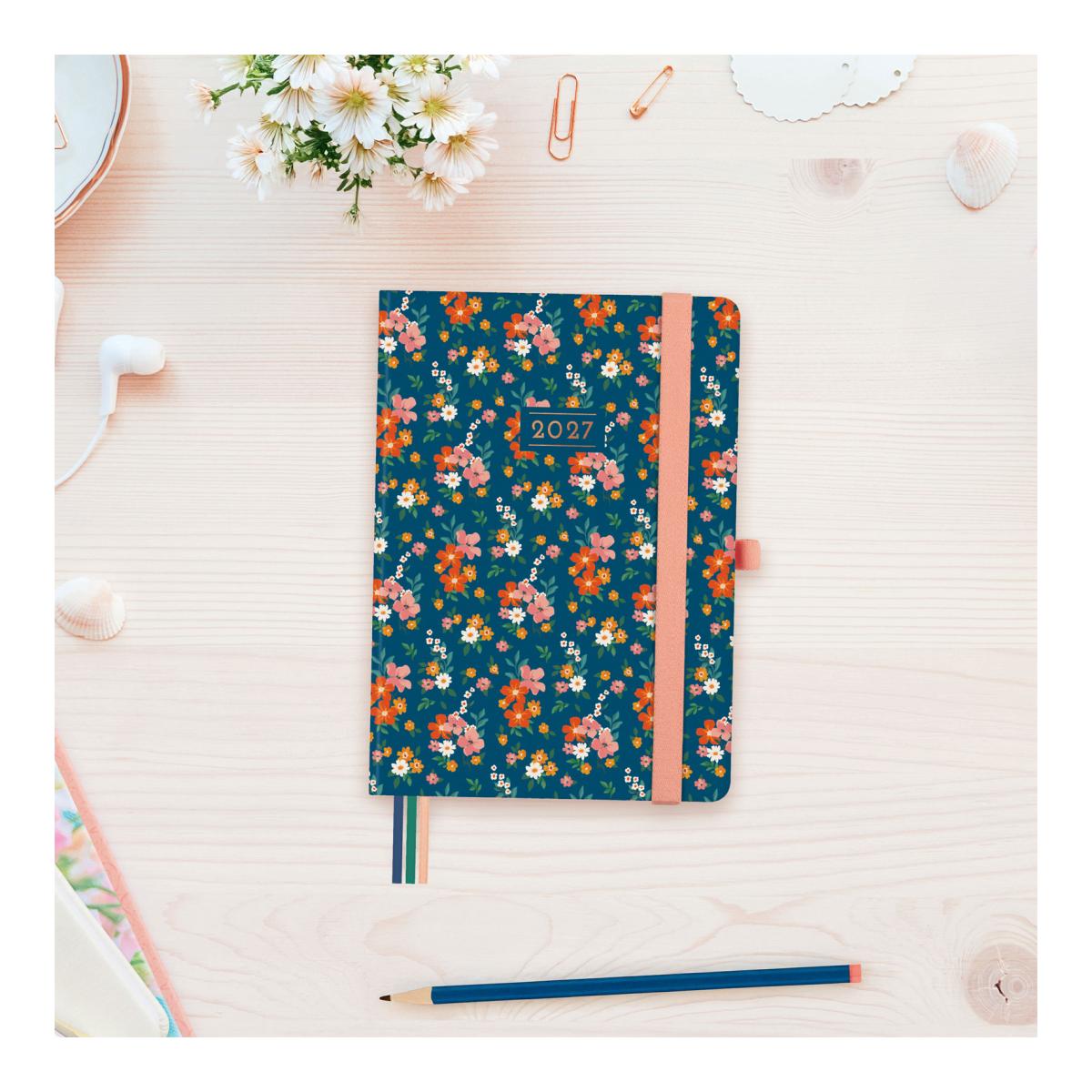 Agenda Encadernada 2027 Mínimal Design M4-118x168 mm Semanal Horizontal Flora Finocam Multicolor Multilingue Multicolor-2