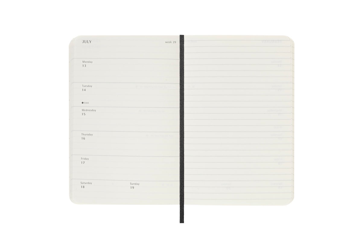 Agenda pocket de julho 2025 a dezembro 2026 semana vista capa mole Moleskine preto em inglês Preto-4