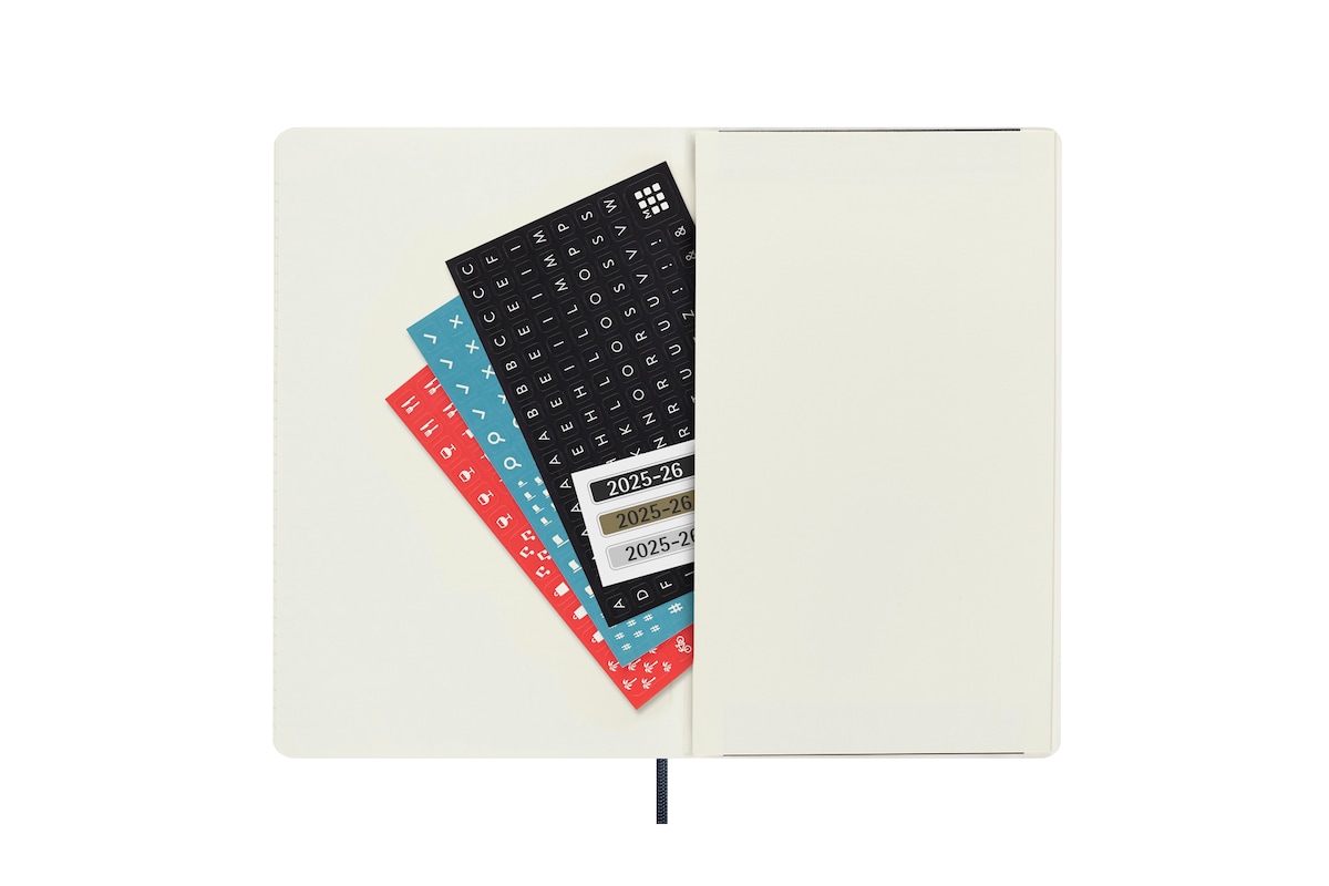 Agenda large de julio 2025 a diciembre 2026 semana vista tapa blanda Moleskine azul zafiro en inglés Azul-6