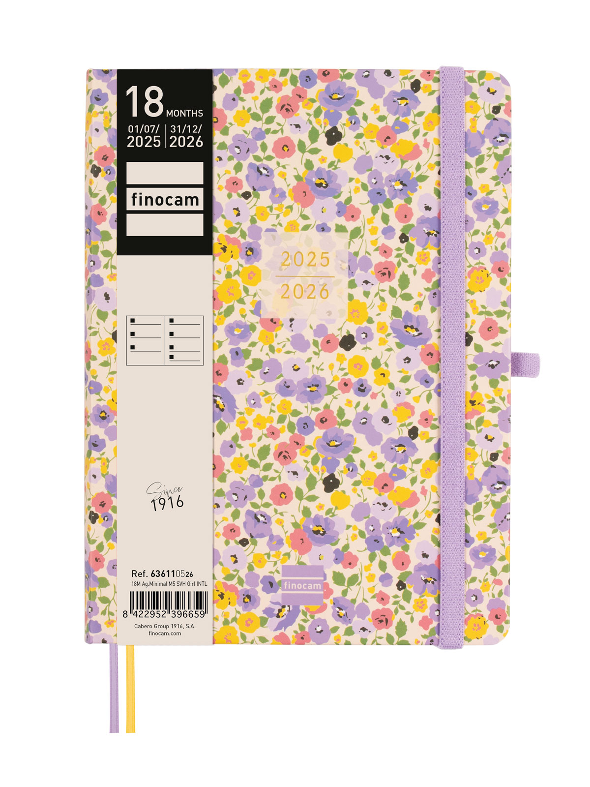 Finocam Agenda Minimal 18 Mois 2025-2026 - Semaine Sur 2 Pages Horizontale - Format Poche Girl International
