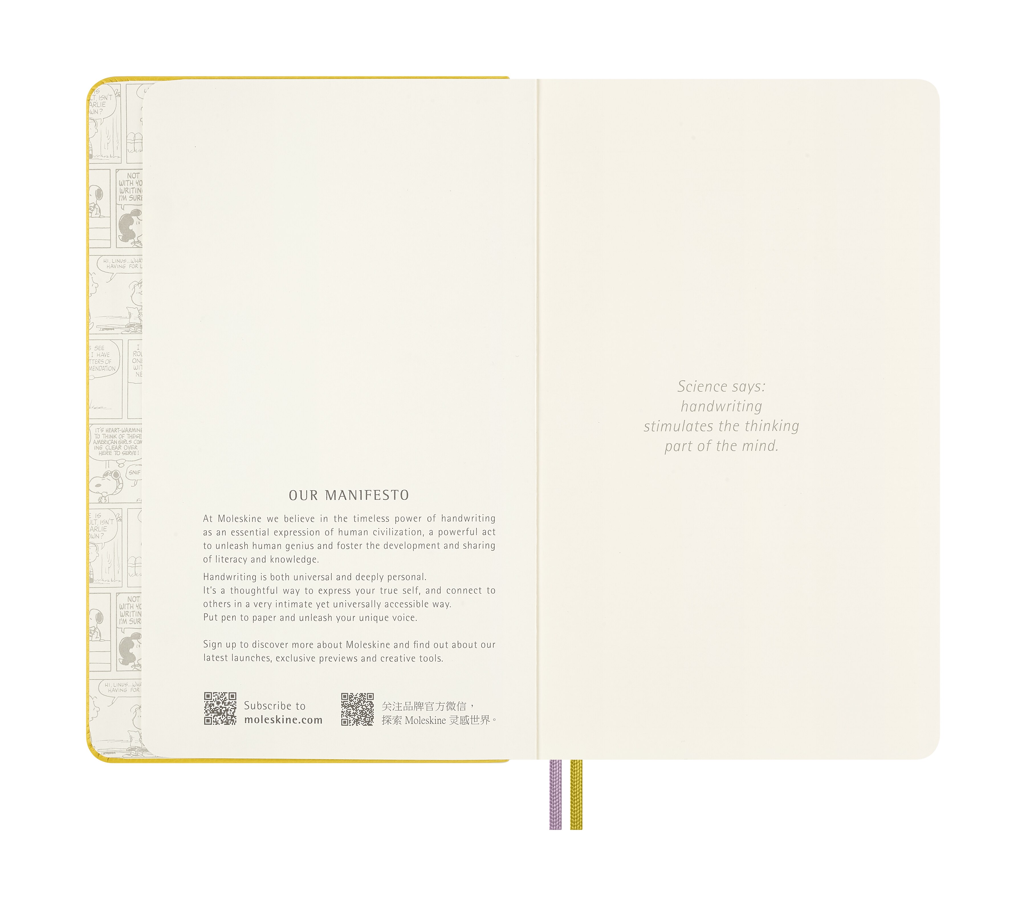 Cuaderno large hojas rayadas tapa dura edición limitada Peanuts Moleskine amarillo con ilustración Amarillo-3