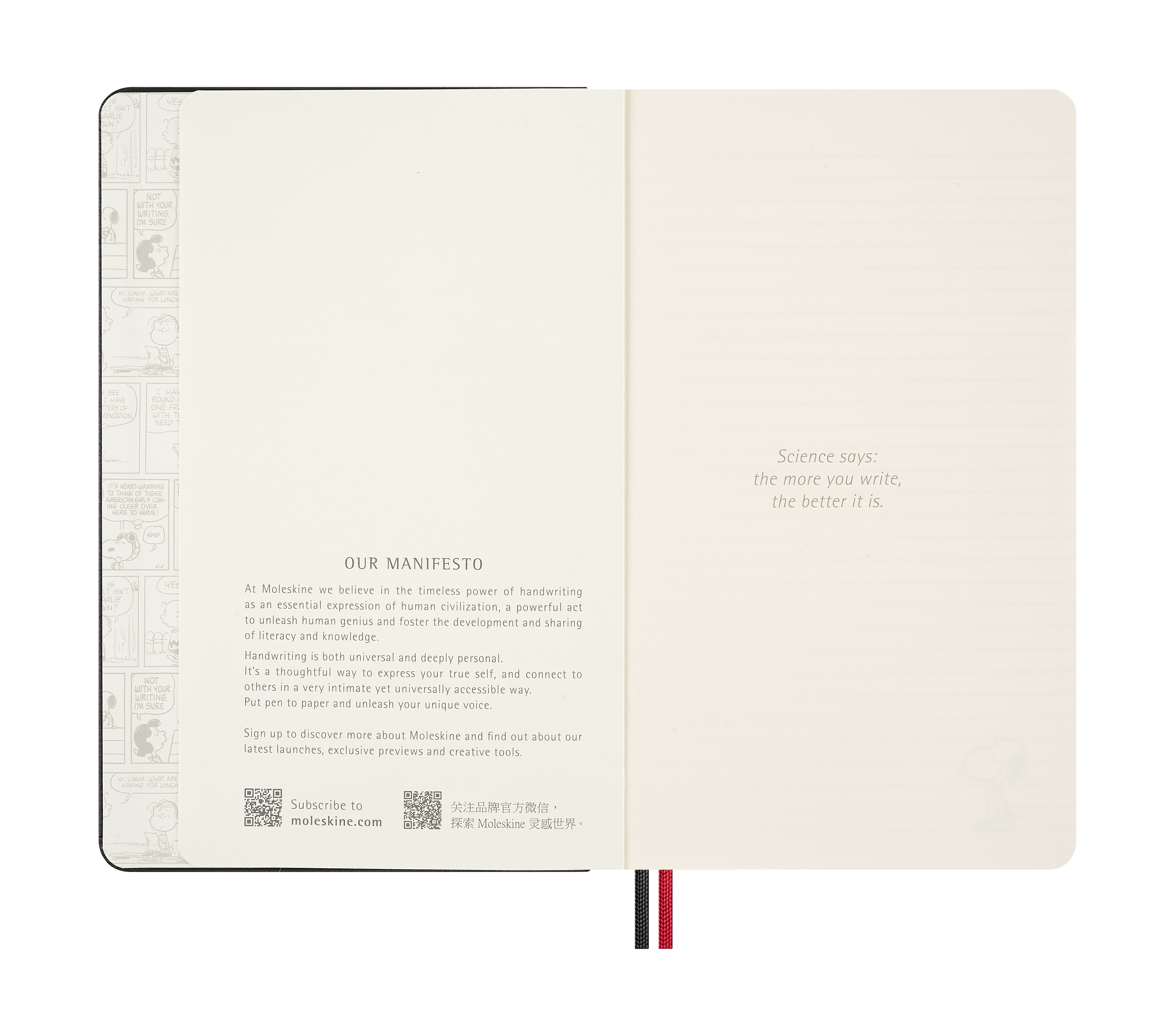 Cuaderno large hojas rayadas tapa dura edición limitada Peanuts Moleskine negro con ilustración Negro-3