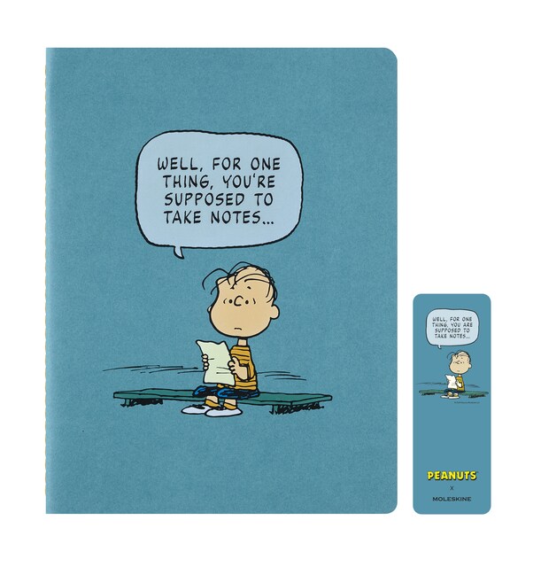 Libreta cahier extralarge hojas rayadas edición limitada Peanuts Moleskine azul con ilustración