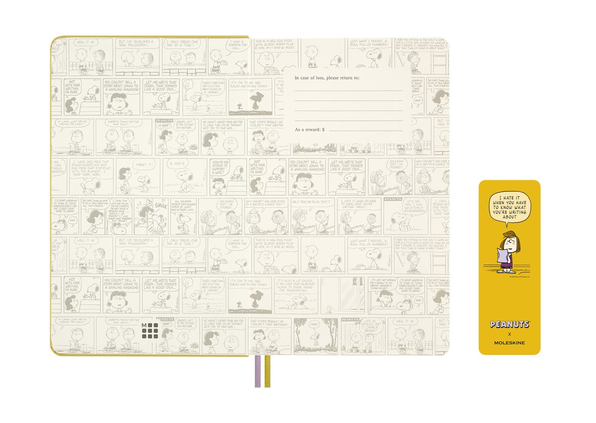 Estuche regalo con cuaderno large hojas rayadas tapa dura edición limitada Peanuts Moleskine amarillo con ilustración Amarillo-4