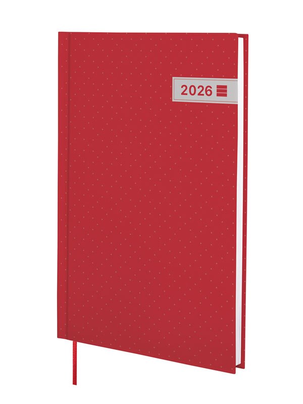 Agenda encuadernada año 2026 Dynamic Porto Y10-140x204 mm Semana Vista Vertical Finocam rojo internacional multilingüe Rojo-1