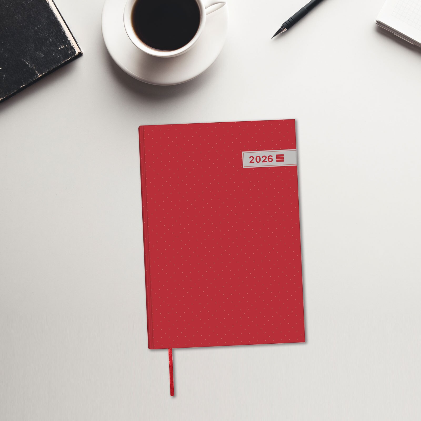 Agenda encuadernada año 2026 Dynamic Porto Y10-140x204 mm Semana Vista Vertical Finocam rojo internacional multilingüe Rojo-2
