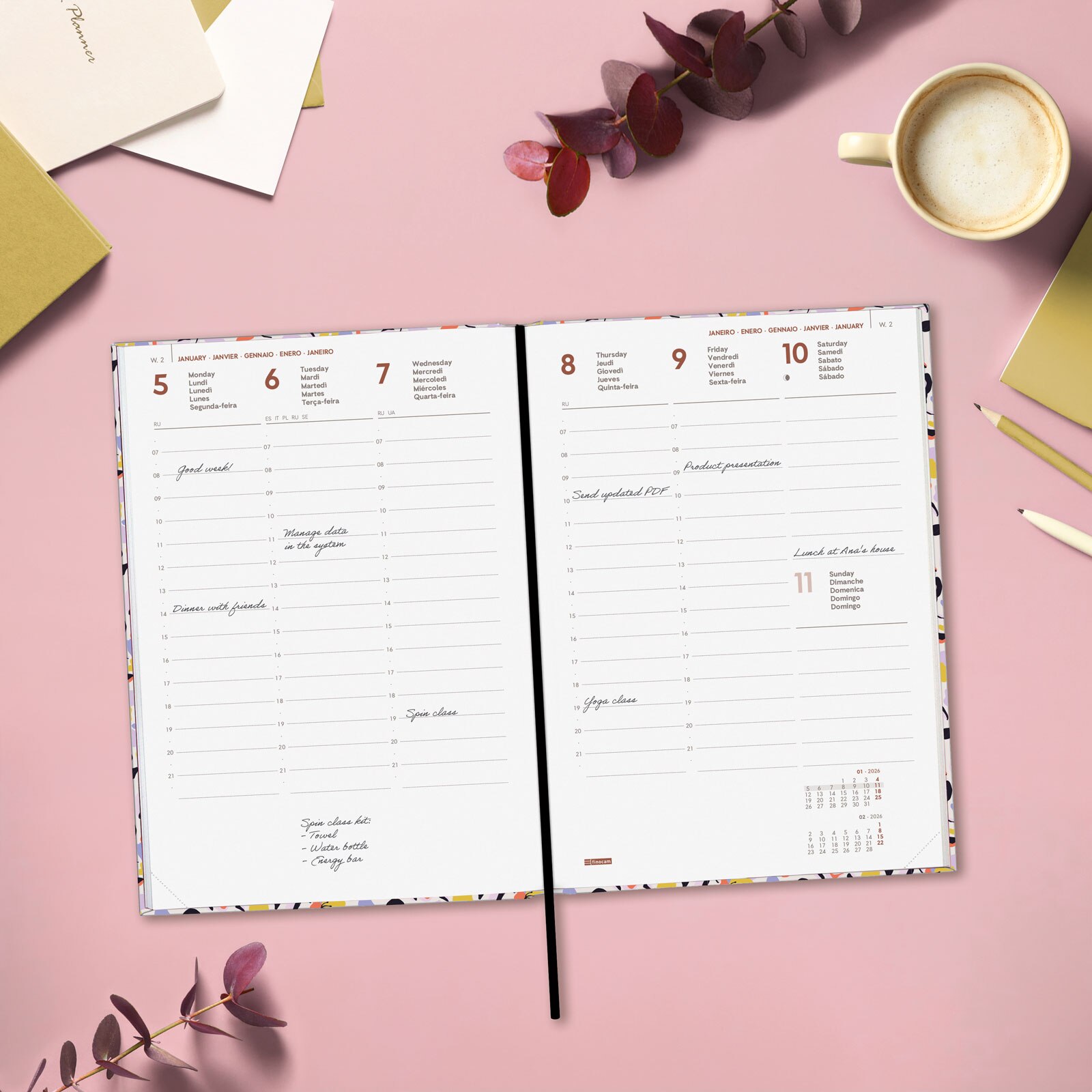 Agenda Ano 2026 Dynamic Porto Design Y10-140x204 mm Semana Vista Vertical Malva Finocam Multicolor Internacional Multilingüe Multicolor-3