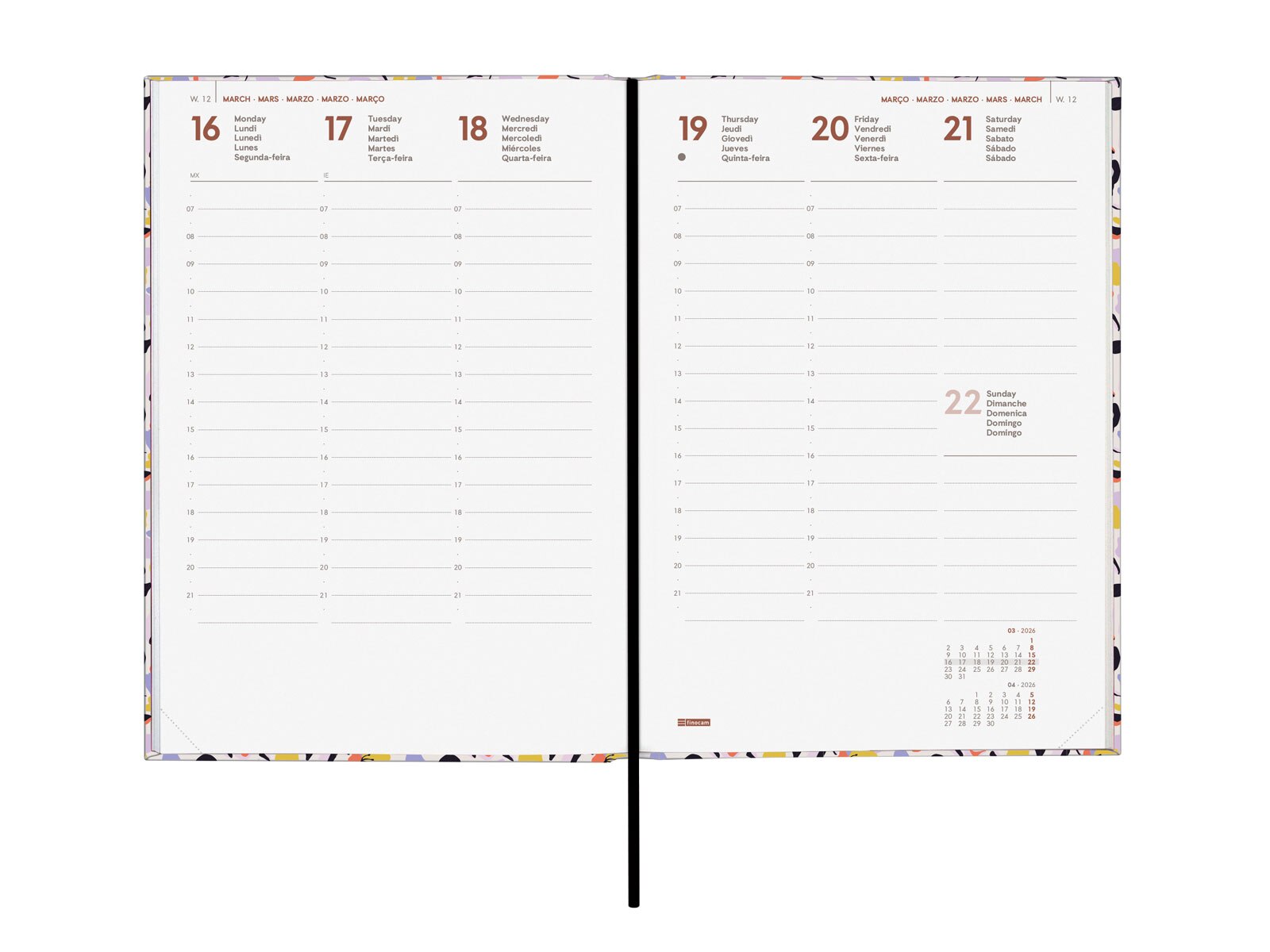 Agenda Ano 2026 Dynamic Porto Design Y10-140x204 mm Semana Vista Vertical Malva Finocam Multicolor Internacional Multilingüe Multicolor-4