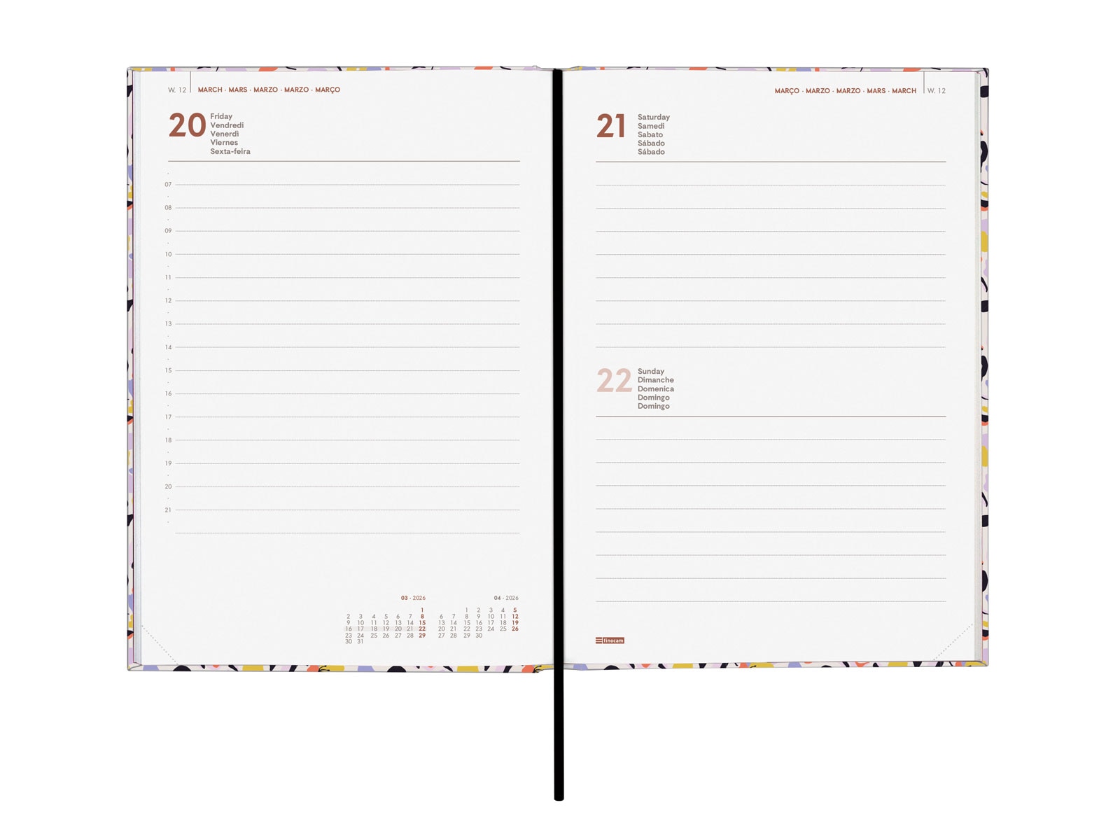 Agenda Ano 2026 Dynamic Porto Design Y10-140x204 mm 1 Día Página Malva Finocam Multicolor Internacional Multilingüe 4