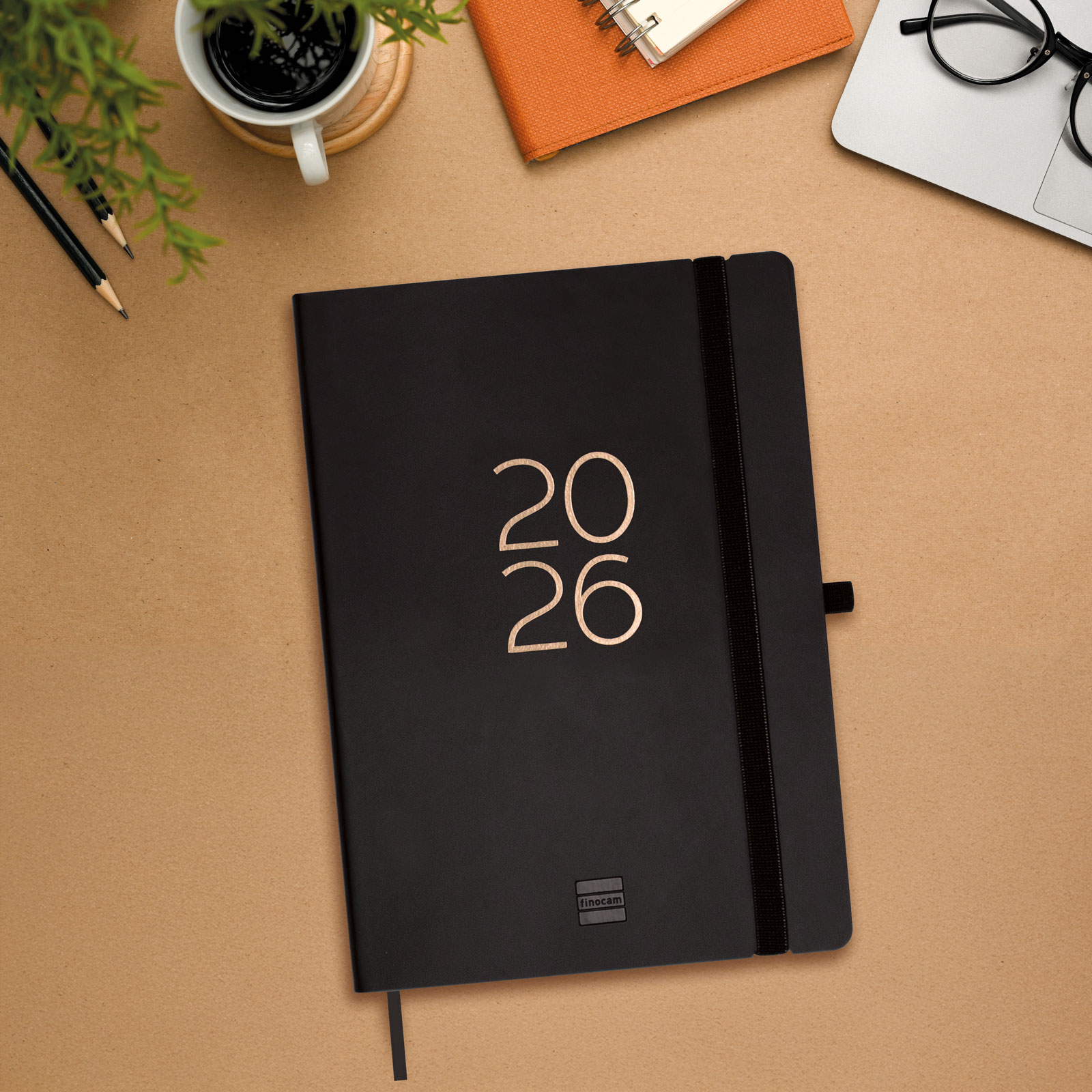 Agenda Ano 2026 Capri FA5-148x210 mm Semana Vista Vertical Finocam Internacional Multilingüe - Preto Preto-2
