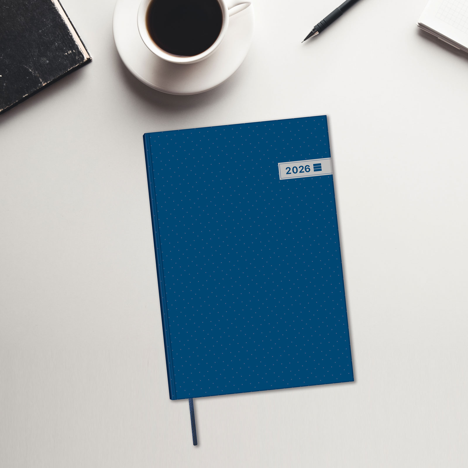 Agenda encuadernada año 2026 Dynamic Porto Y11-165x240 mm 1 Día Página Finocam azul castellano multilingüe 2