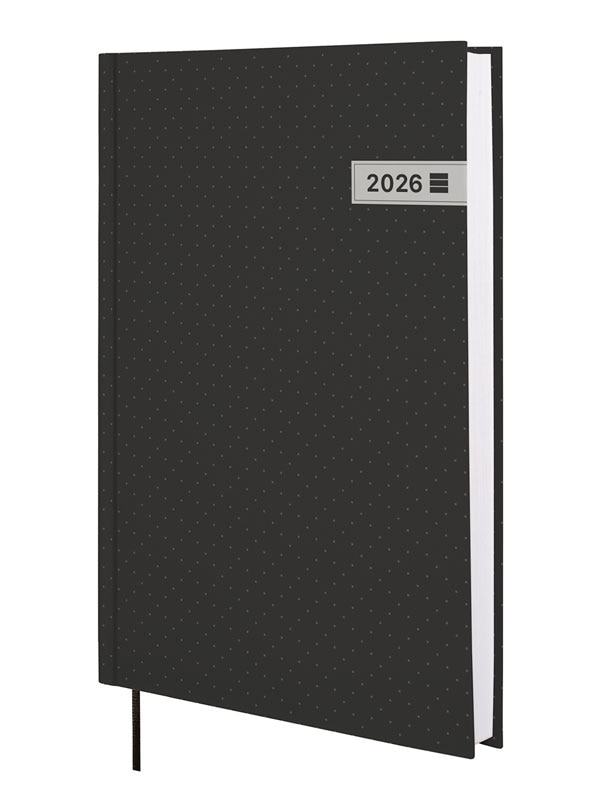 Agenda encuadernada año 2026 Dynamic Porto Y11-165x240 mm 1 Día Página Finocam negro castellano multilingüe 1