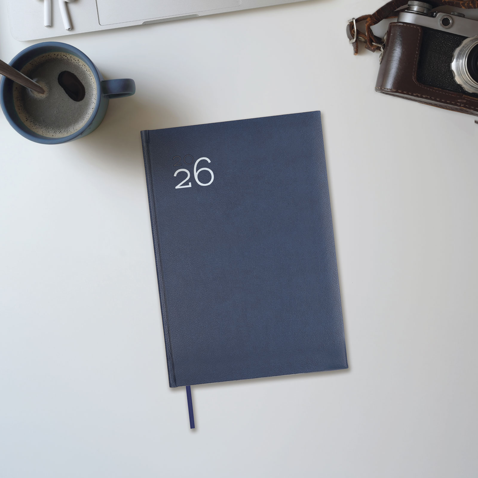 Agenda encuadernada año 2026 Dynamic Milano Y11-165x240 mm Semana Vista Vertical Finocam azul castellano multilingüe Azul-2