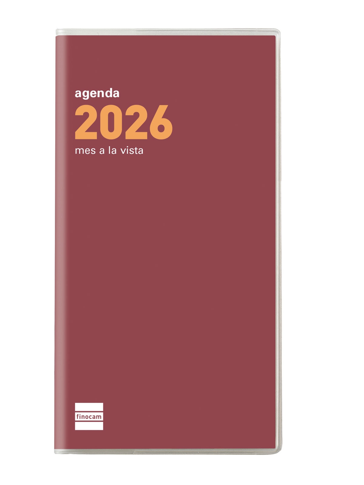 Agenda año 2026 Plana Coctel PL4-80x150 mm Mes Vista Finocam burdeos castellano Burdeos-1