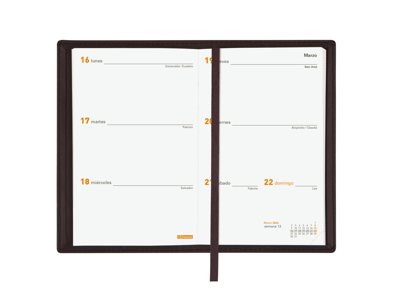 Agenda año 2026 Plana Ibis PL3-82x127 mm Semana Vista Horizontal Finocam negro castellano Negro-4