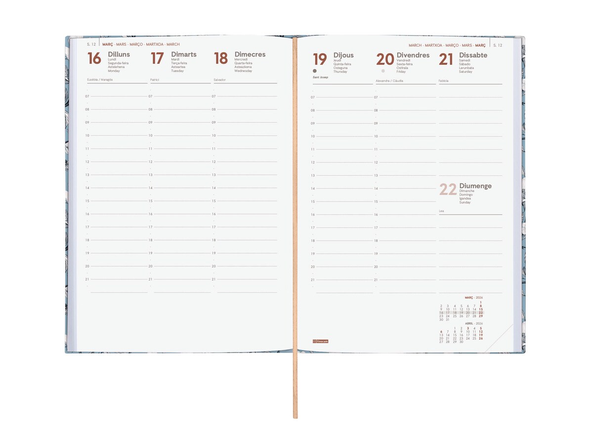 Agenda encuadernada año 2026 Dynamic Berlin Y10-140x204 mm Semana Vista Vertical Cotton Finocam multicolor catalán multilingüe Multicolor-4