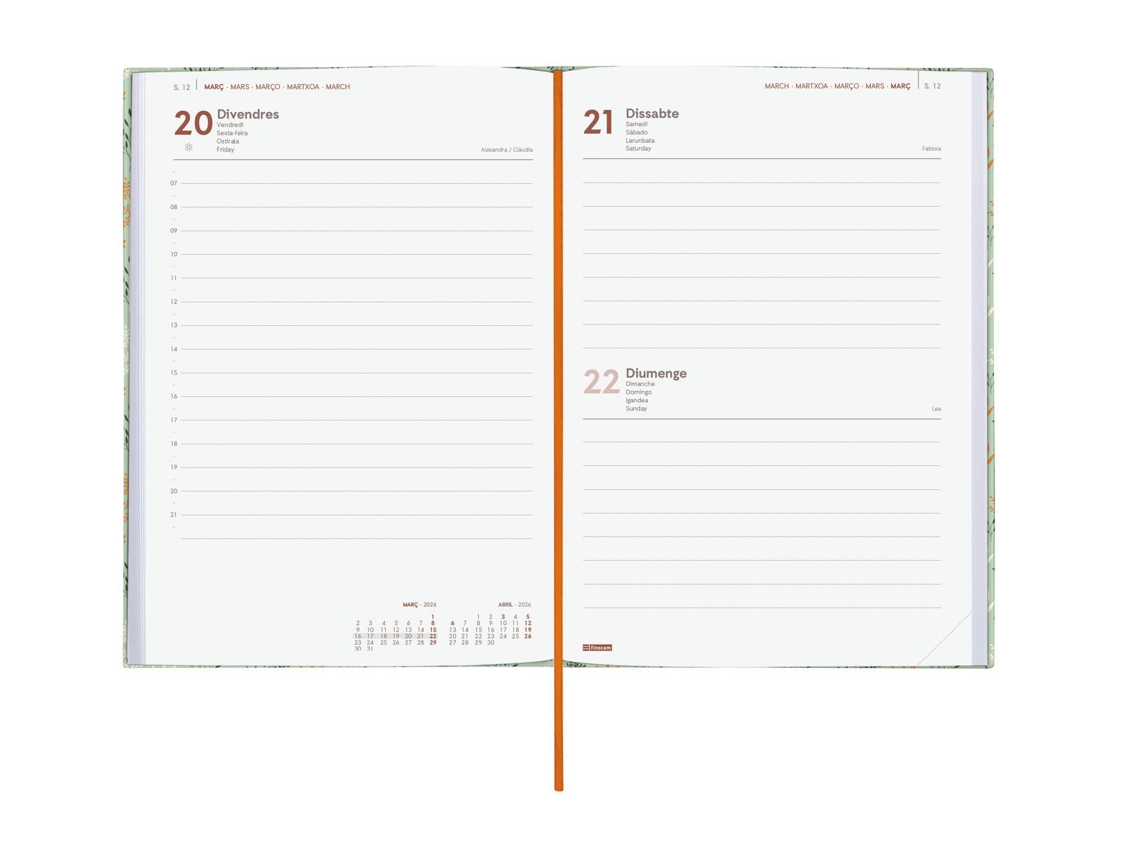 Agenda encuadernada año 2026 Dynamic Berlin Y10-140x204 mm 1 Día Página Trigo Finocam multicolor catalán multilingüe 4