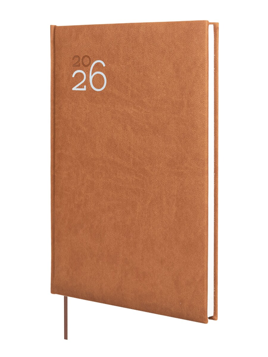 Agenda encuadernada año 2026 Dynamic Milano Y11-165x240 mm Semana Vista Vertical Finocam marrón catalán multilingüe Marrón-1