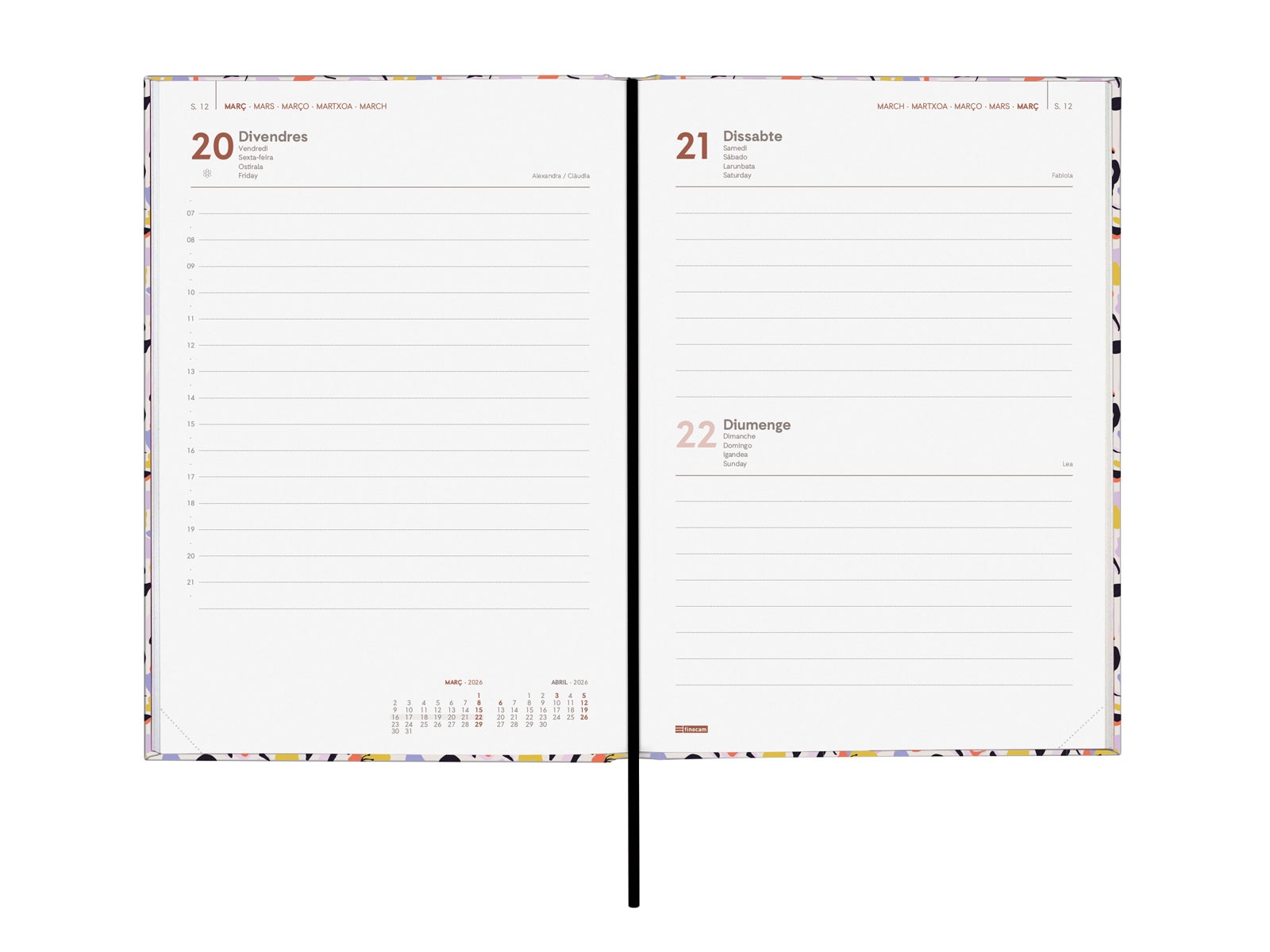 Agenda encuadernada año 2026 Dynamic Porto Design Y10-140x204 mm 1 Día Página Malva Finocam multicolor catalán multilingüe 4