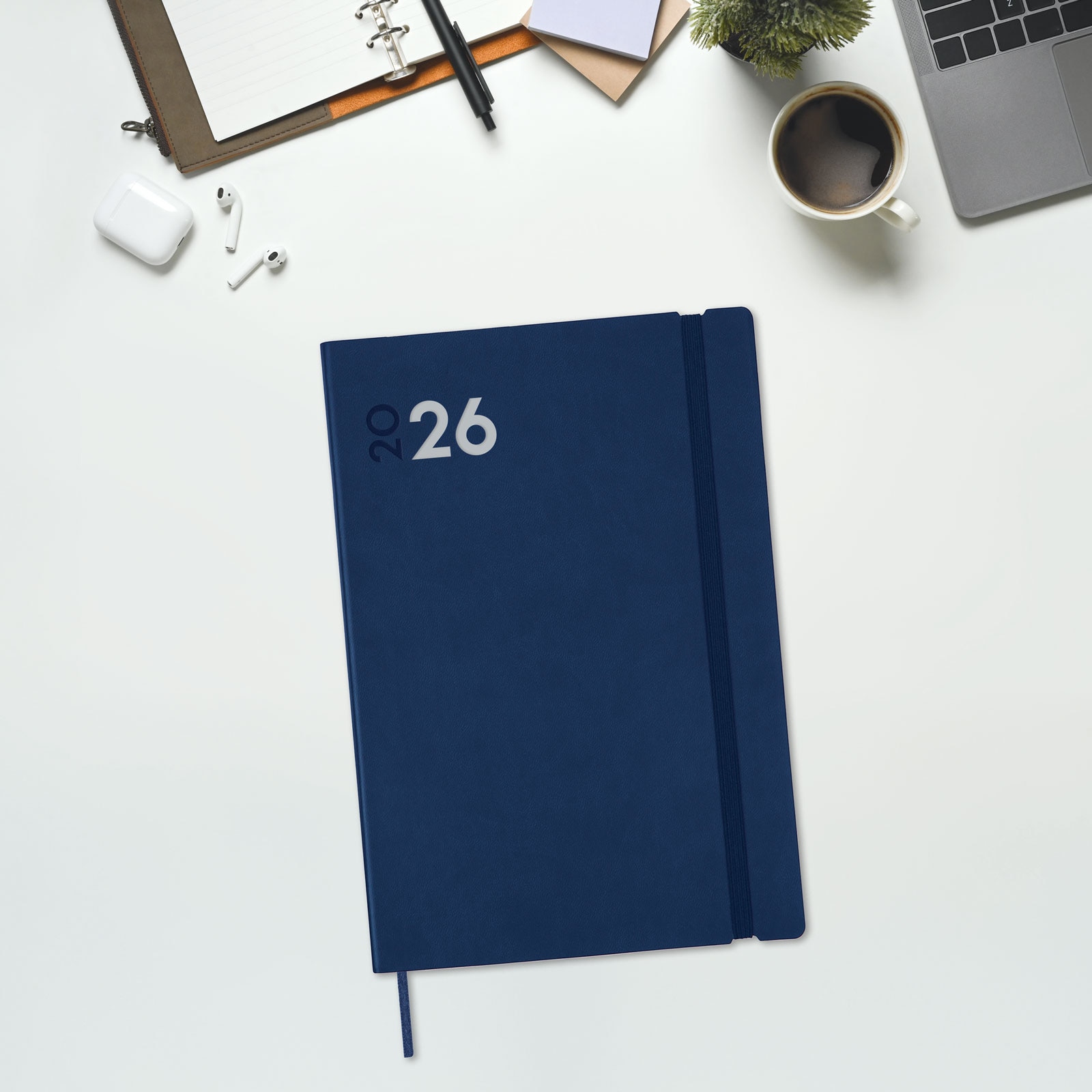 Agenda encuadernada año 2026 Dynamic Mara Y11-165x240 mm 1 Día Página Finocam azul castellano multilingüe Azul-2