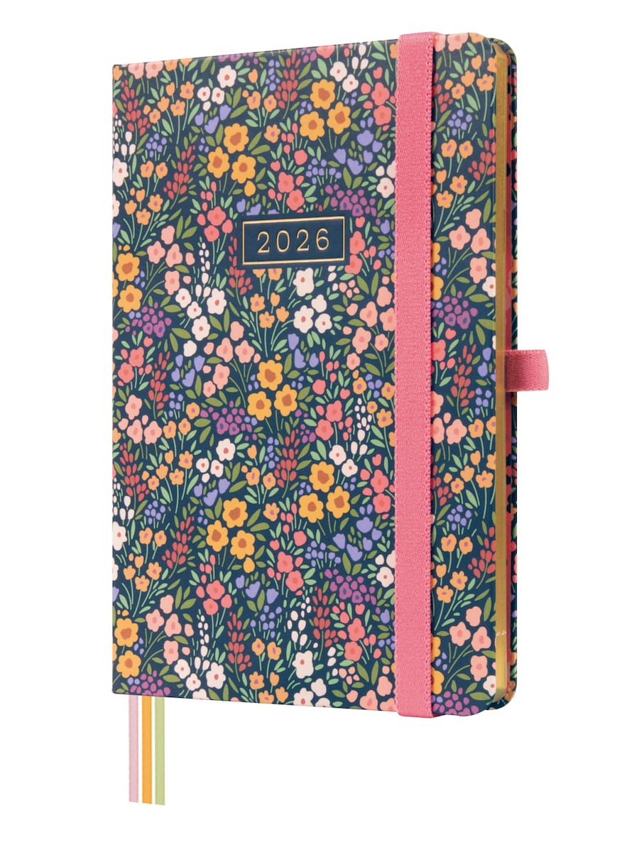 Agenda encuadernada año 2026 Mínimal Design M4-118x168 mm Semana Vista Horizontal Flora Finocam multicolor castellano multilingüe Multicolor-1
