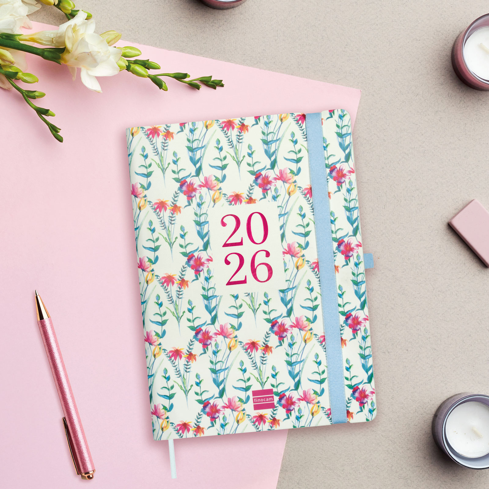 Agenda encuadernada año 2026 Capri FA5-148x210 mm Semana Vista Vertical Happy Finocam multicolor internacional multilingüe Multicolor-2