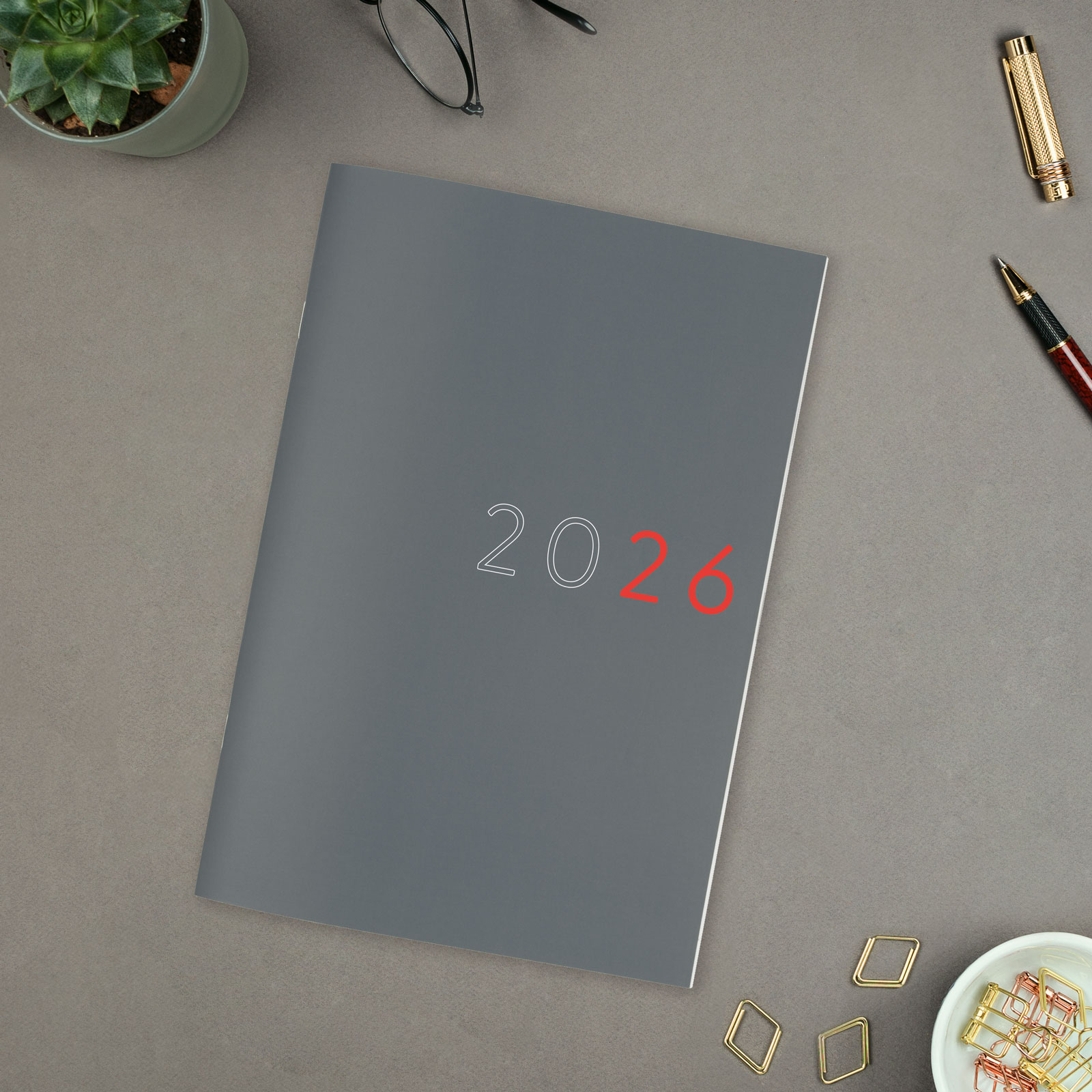 Agenda año 2026 Planificador Y11-165x240 mm Mes Vista Finocam gris internacional multilingüe Gris-2
