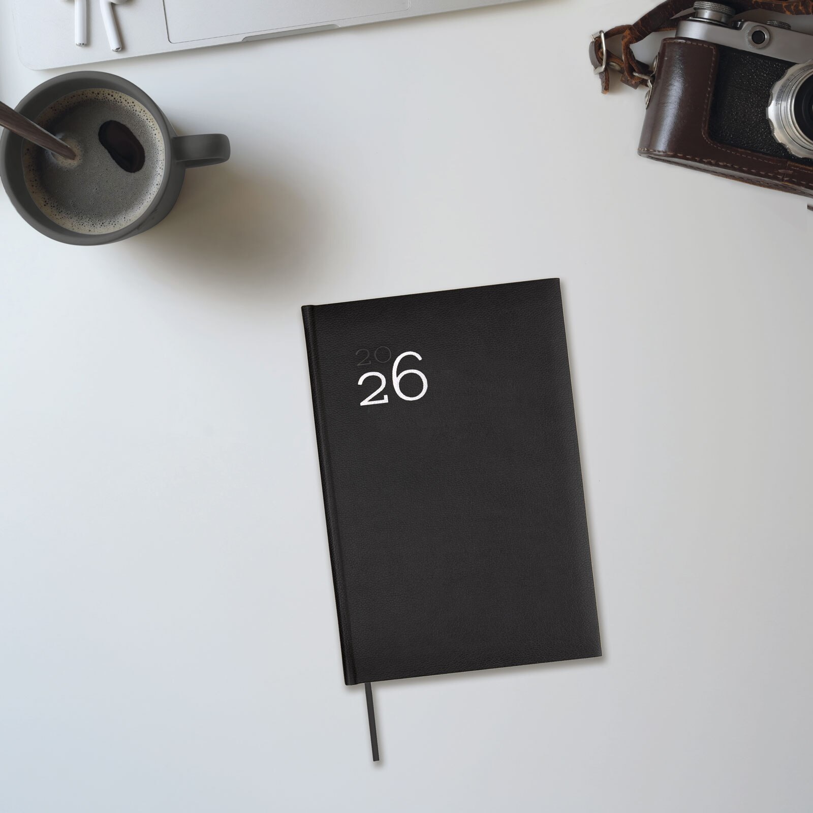 Agenda encuadernada año 2026 Dynamic Milano Y10-140x204 mm 1 Día Página Finocam negro castellano multilingüe Negro-2