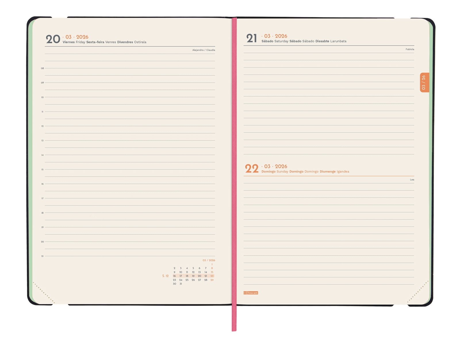 Agenda encuadernada año 2026 Flexi Joy FA5-148x210 mm 1 Día Página Bloom Finocam multicolor castellano multilingüe Multicolor-4