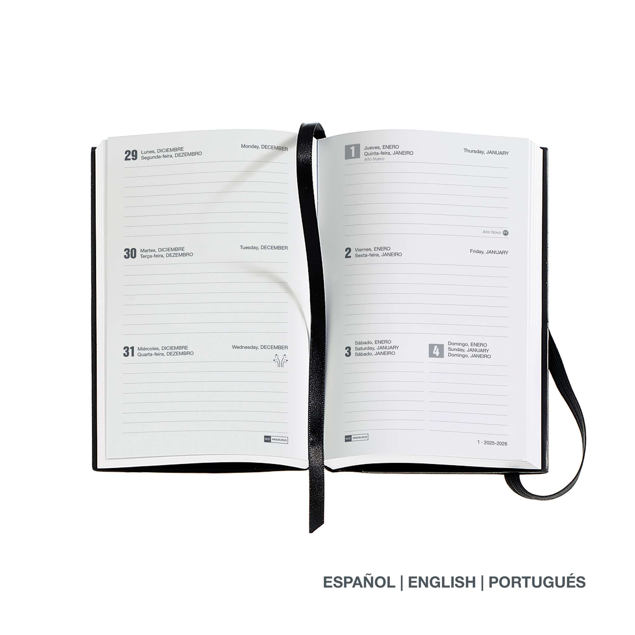 Agenda Passport Semana Vista Luxor Flexible Negro 2026 Miquelrius Negro-2