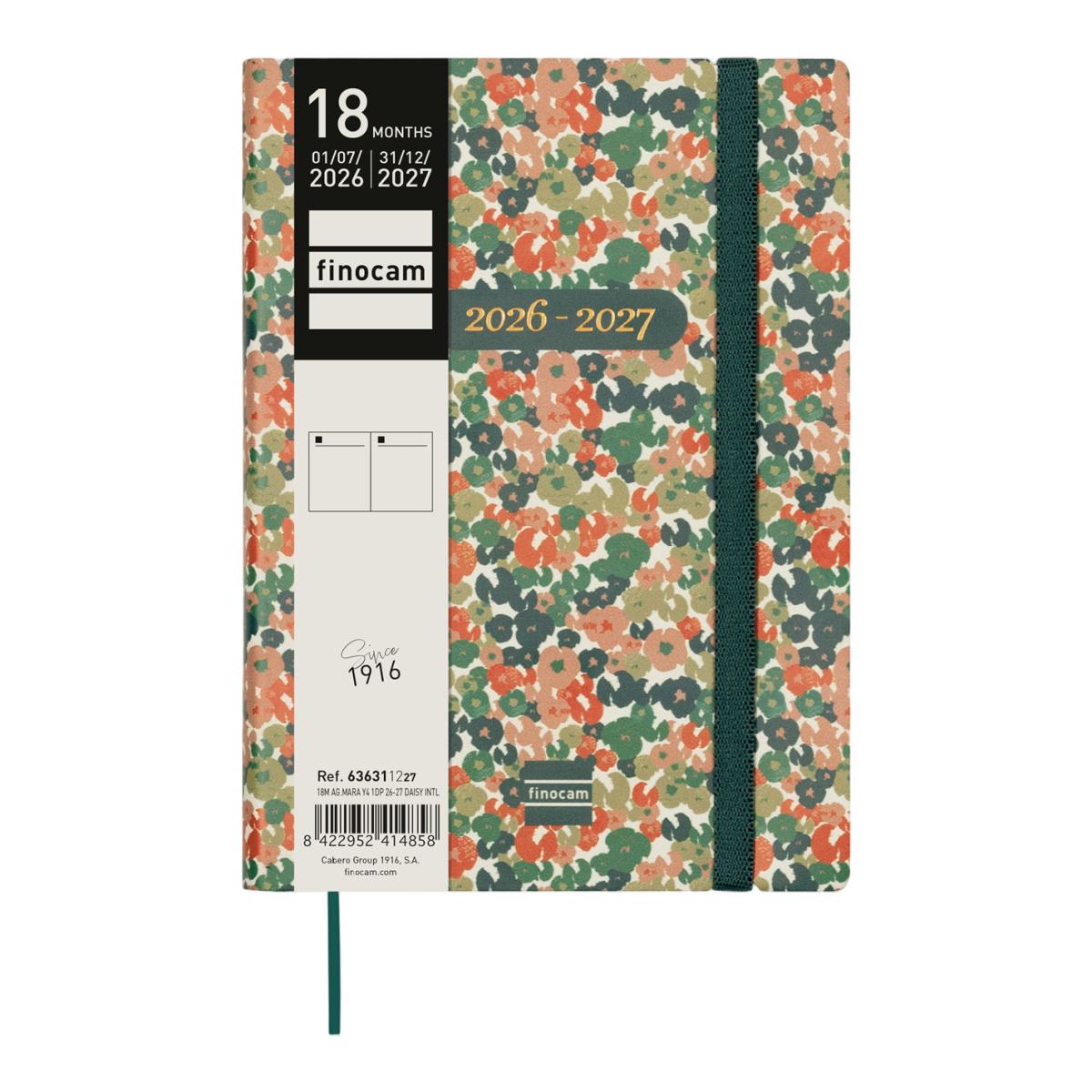 Agenda 18 meses julio 2026-diciembre 2027 Mara Y4-120x170 mm 1 día página Daisy Finocam internacional multilingüe 2