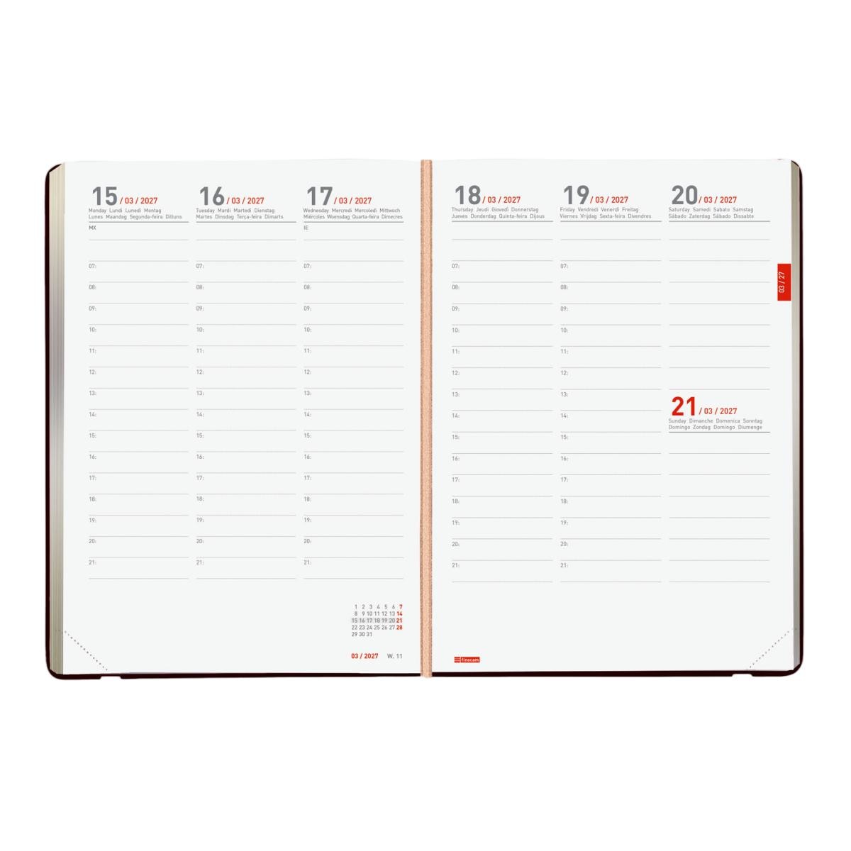 Agenda 18 meses julio 2026-diciembre 2027 Mara Y10-140x204 mm semana vista vertical Pretty Finocam internacional multilingüe 5