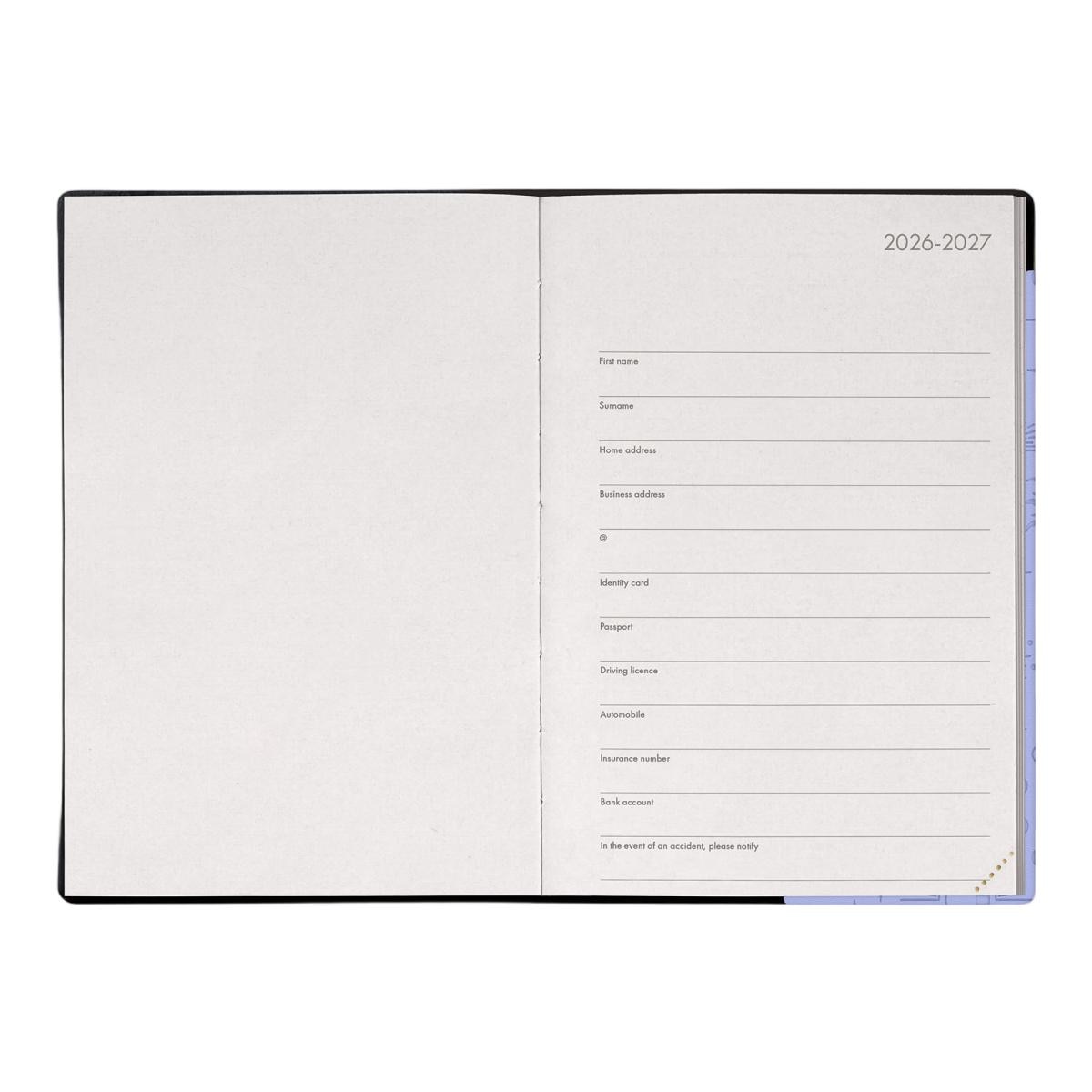 Agenda 1 Dia por Página 16 Meses 26/27 Legami Cosmic Lilac Multilingüe Verde-2