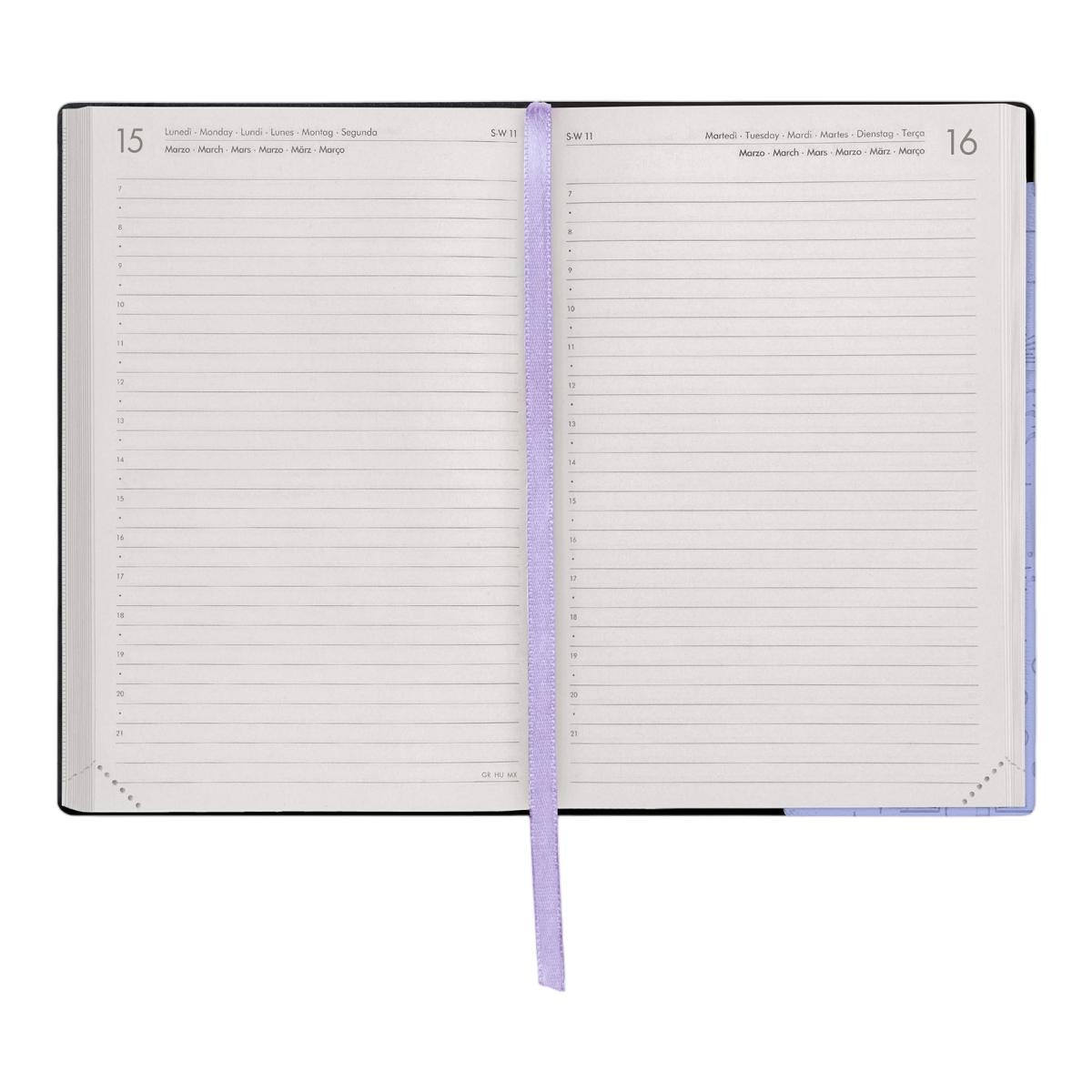 Agenda 1 Dia por Página 16 Meses 26/27 Legami Cosmic Lilac Multilingüe Verde-3