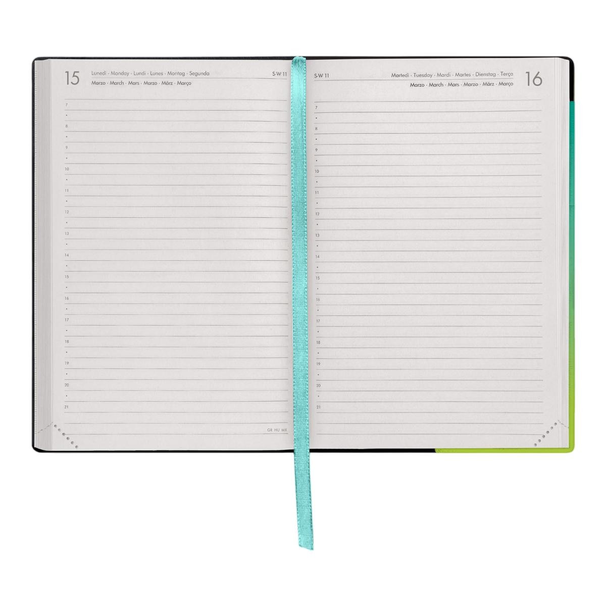 Agenda 1 Dia por Página 16 Meses 26/27 Legami Shades of Green Multilingüe Lilás-3