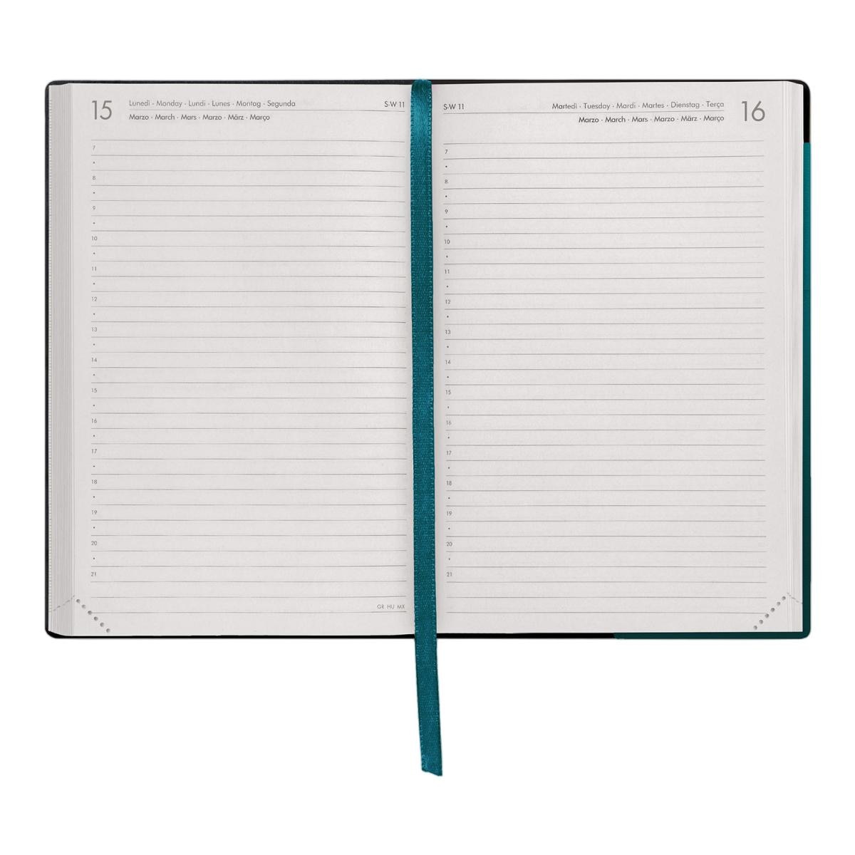 Agenda 1 Dia por Página 16 Meses 26/27 Legami Deep Teal Multilingüe Preto-3