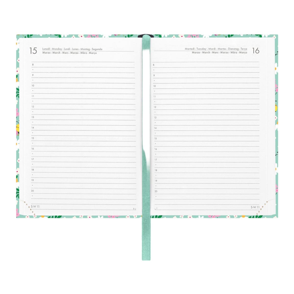 Agenda 1 Dia por Página 16 Meses 26/27 Legami Bee Green Multilingüe 3