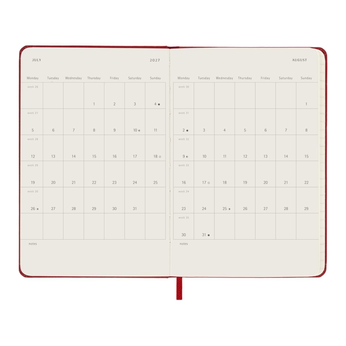 Agenda 2026-2027 18 Meses Semanal de Bolso Vermelho de Capa Dura Vermelho-5