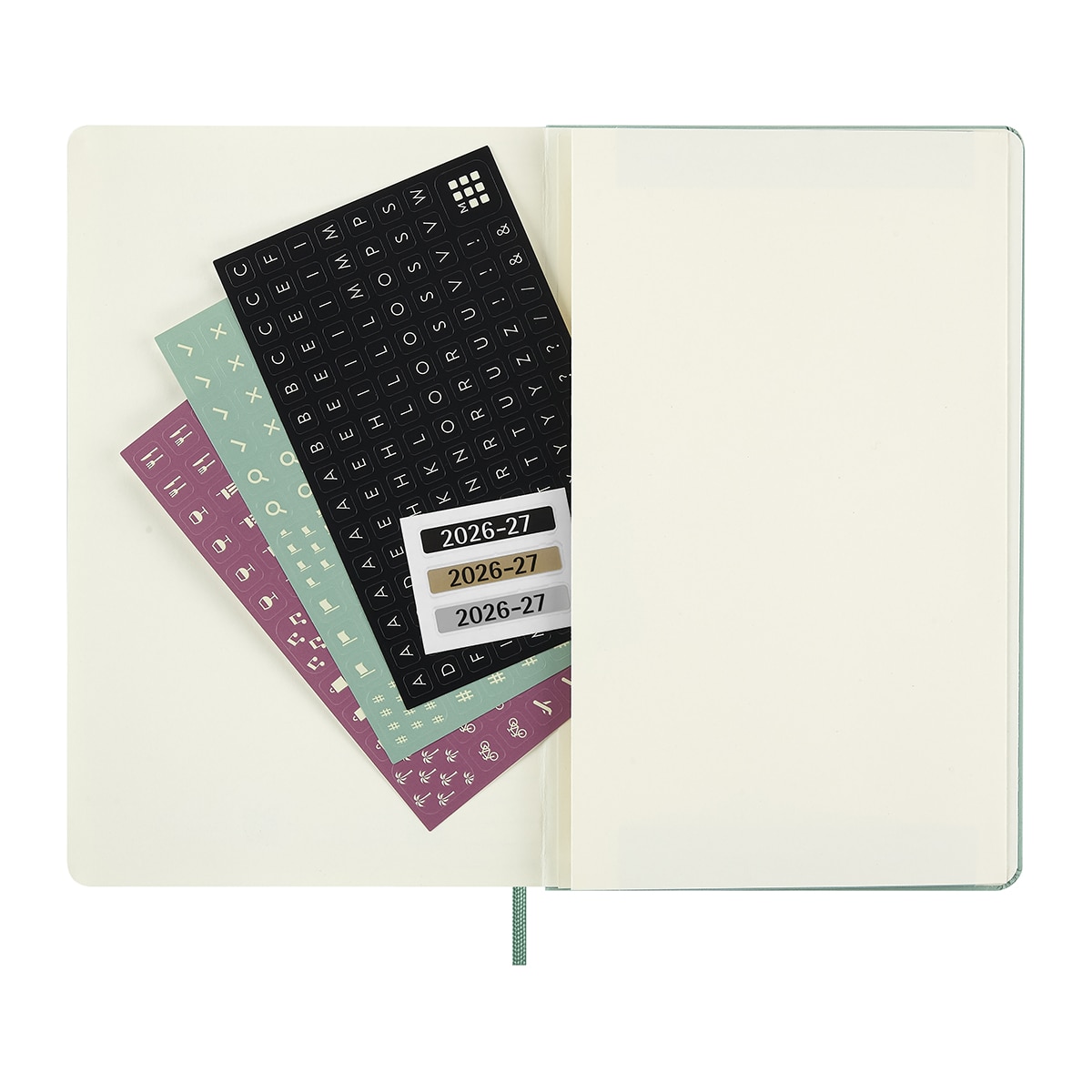 Agenda large 18 meses de julio 2026 a diciembre 2027 semana vista tapa dura Moleskine verde salvia en inglés Verde-6