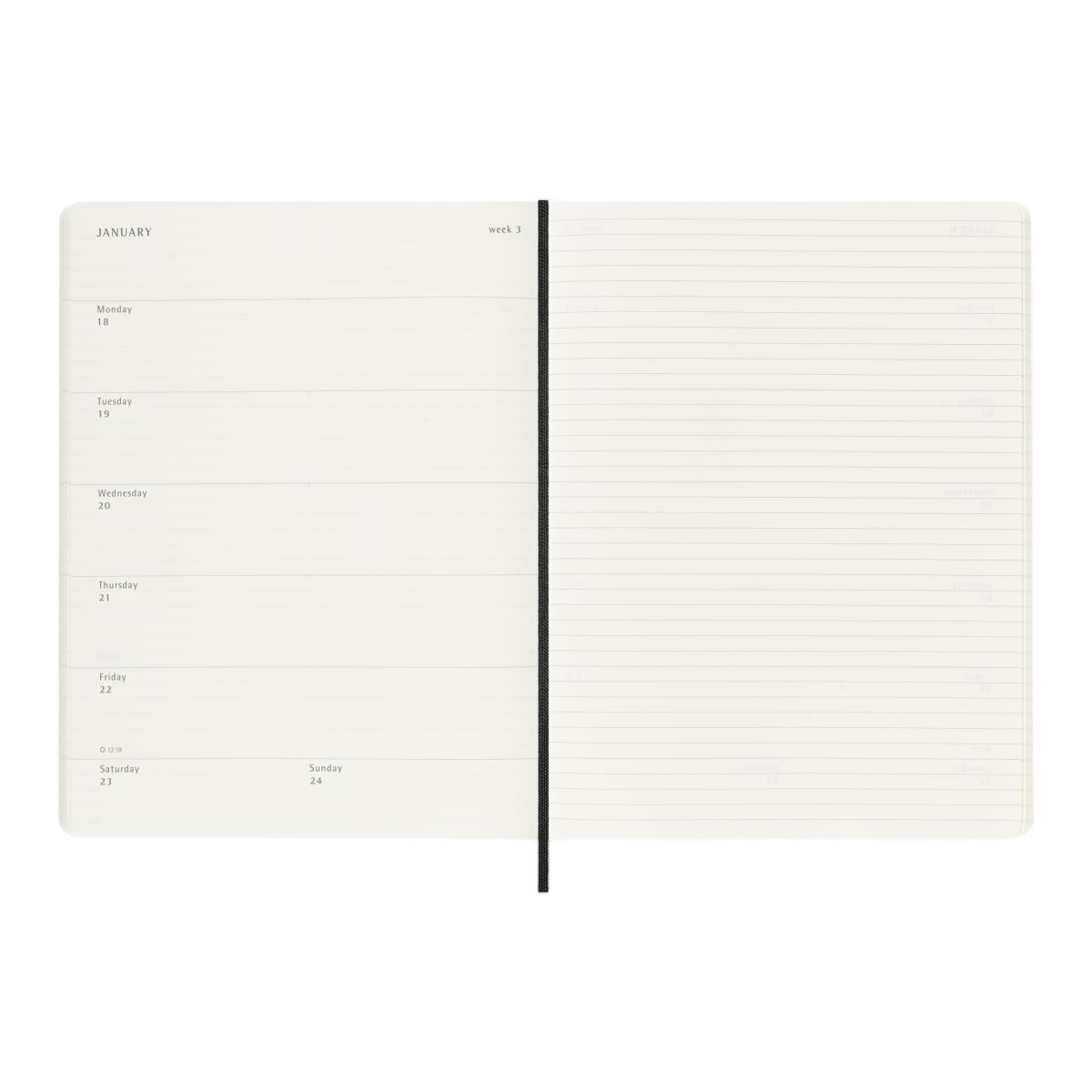 Agenda Semanal 18 Meses 2026-2027  XL Soft Preto Preto-3
