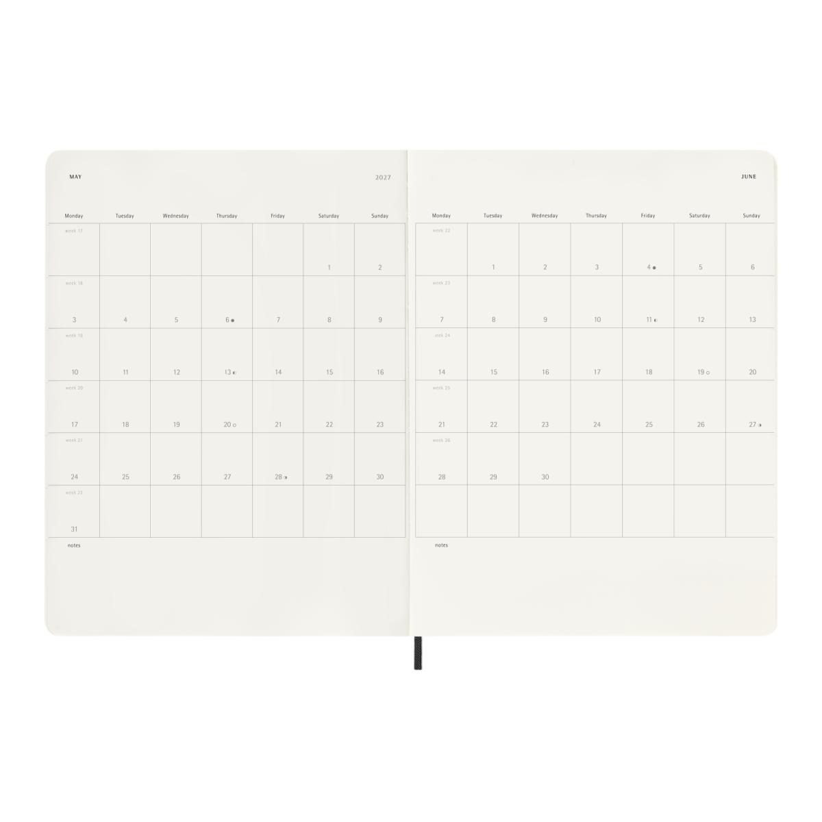 Agenda Semanal 18 Meses 2026-2027  XL Soft Preto Preto-4