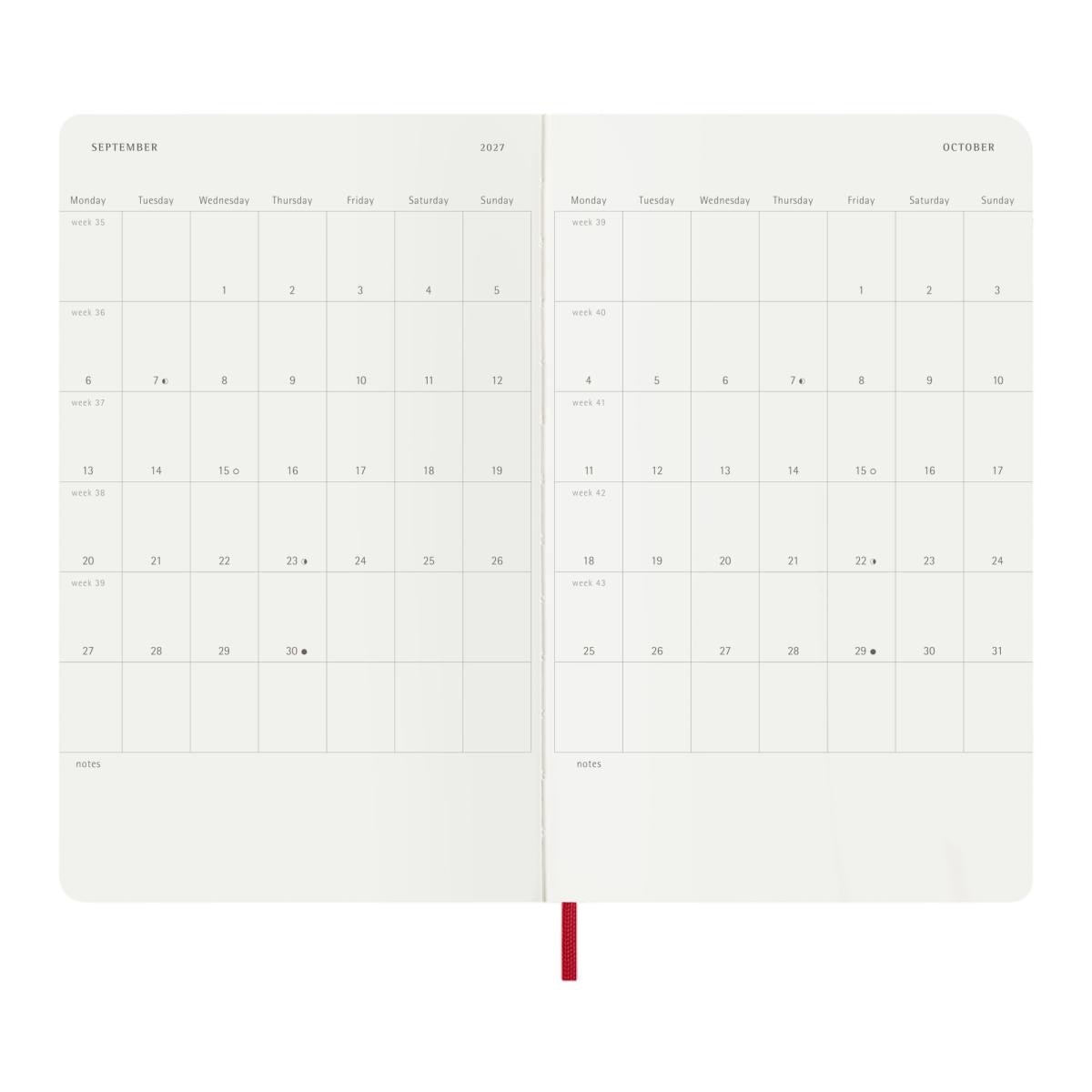 Agenda Semanal 18 Meses 2026-2027 A5 Soft Vermelha Vermelho-5