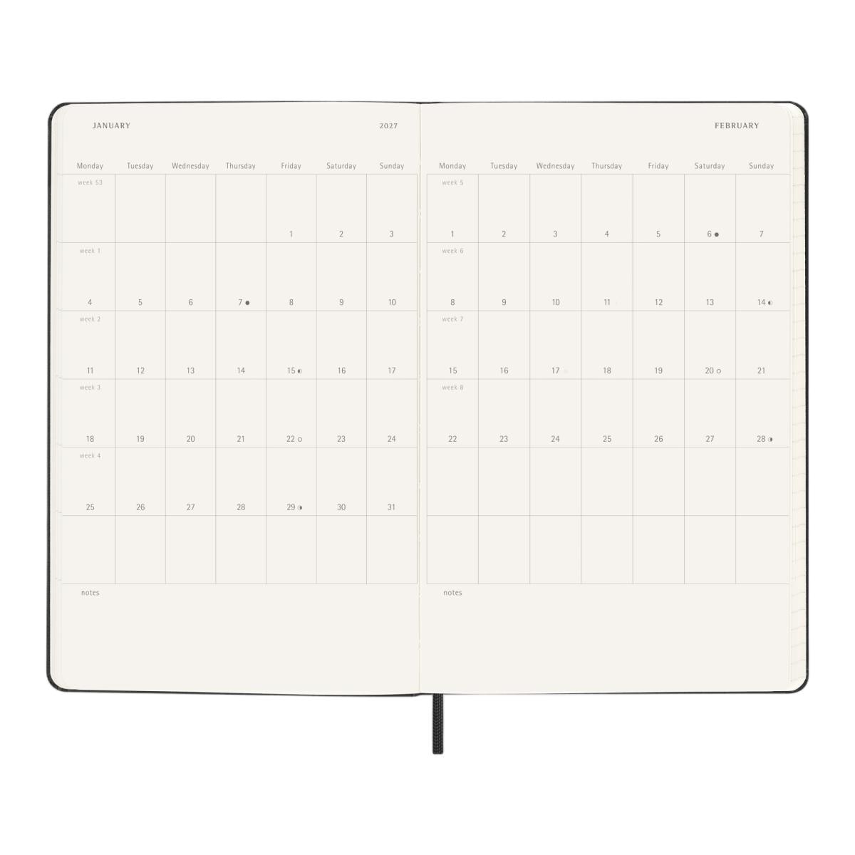 Agenda Semanal 18 Meses 2026-2027 Horizontal A5 Preto Preto-5