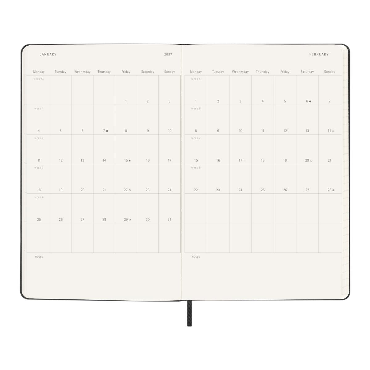 Agenda Diária 18 Meses 2026-2027 A5 Preto Preto-5