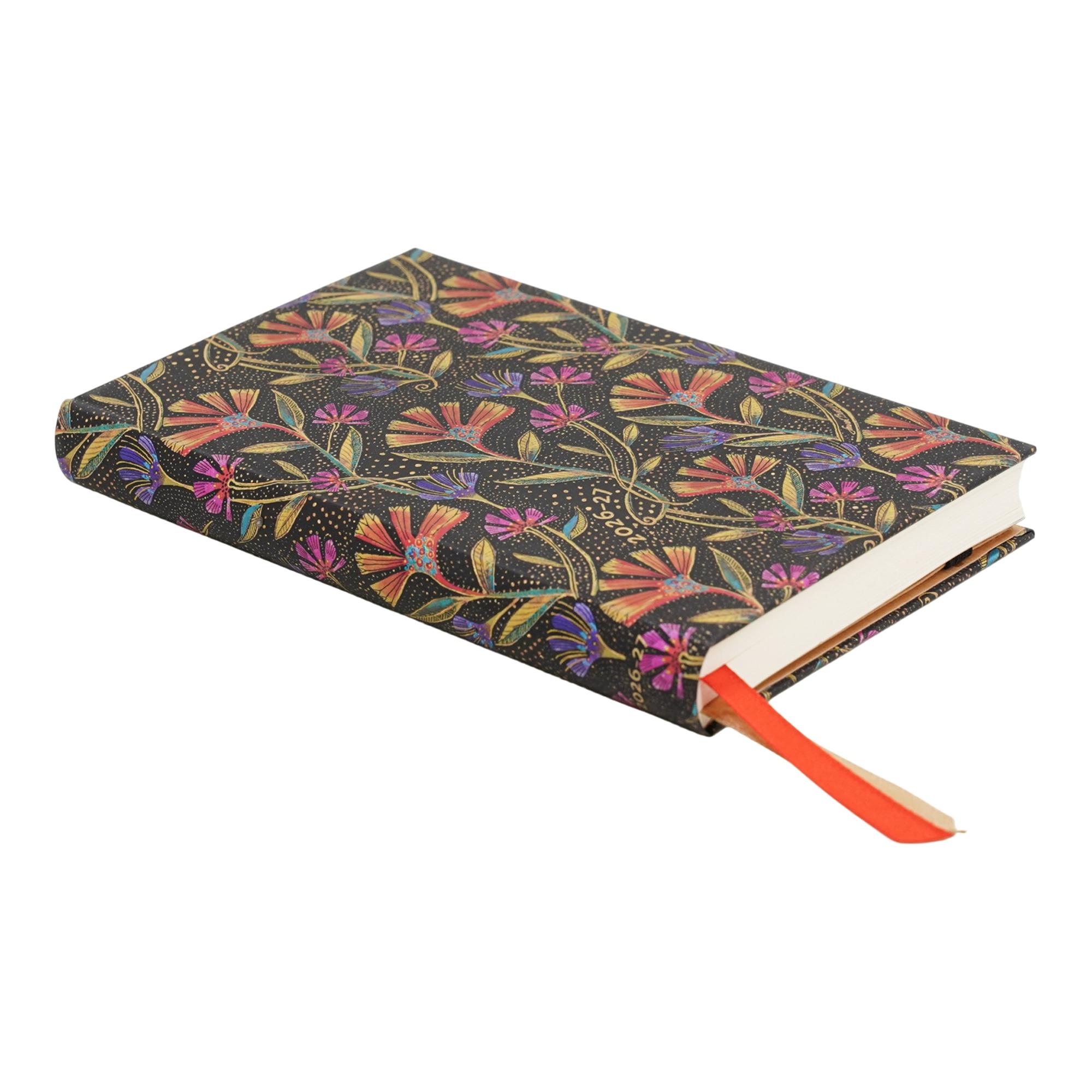 Agenda de 18 Meses (Jul 26 - Dic 27) Flores silvestres Mini (90x140mm) Apaisada de 224 páginas Paperblanks negro Negro-2