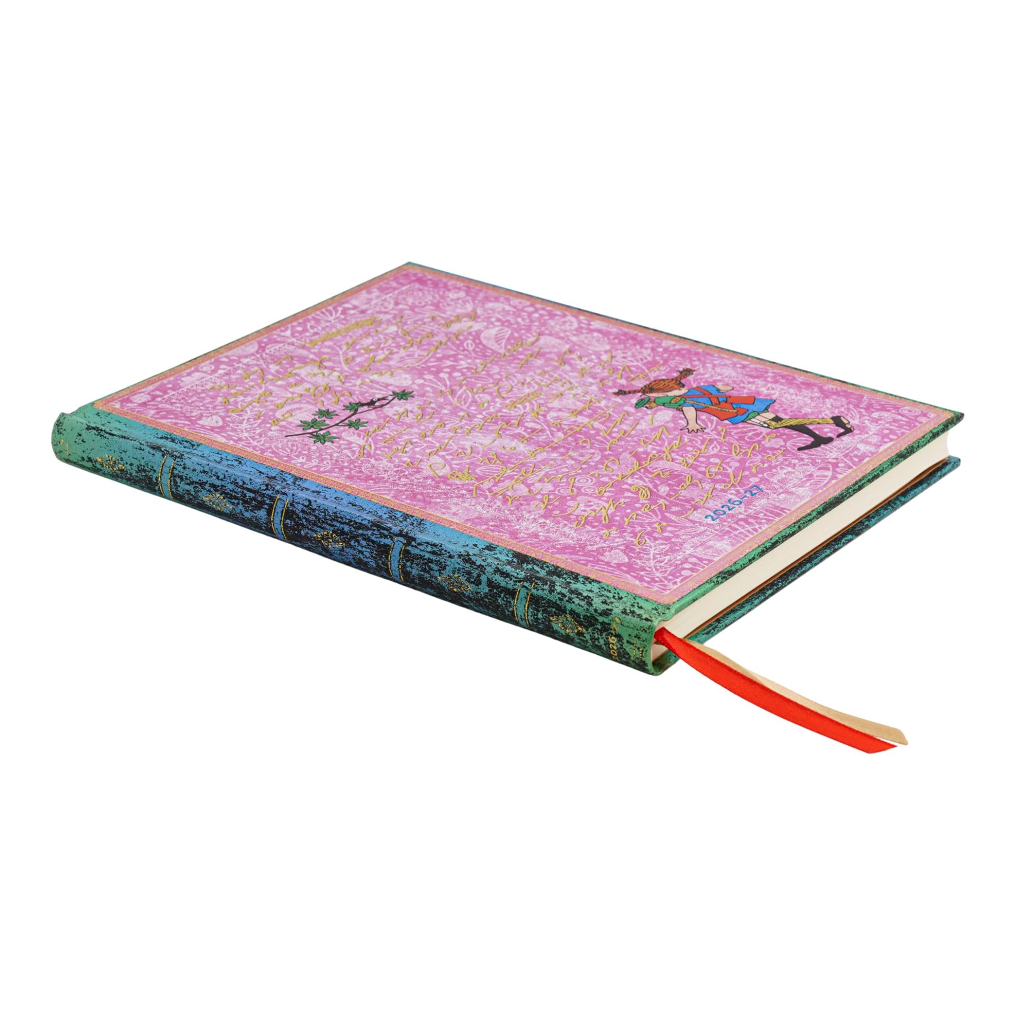 Imagen 2 de Agenda de 18 Meses (Jul 26 - Dic 27) Astrid Lindgren, Pippi Calzaslargas Ultra (175x230mm) Vertical de 224 páginas Paperblanks rosa Rosa
