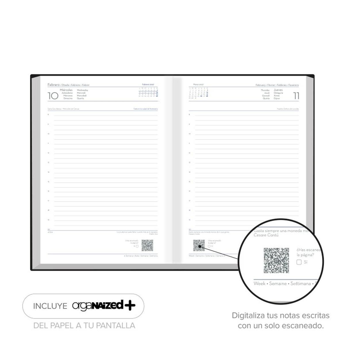 Agenda 2027 Día 15x21 cm Premium Deusto Preto Multilingüe Preto-3