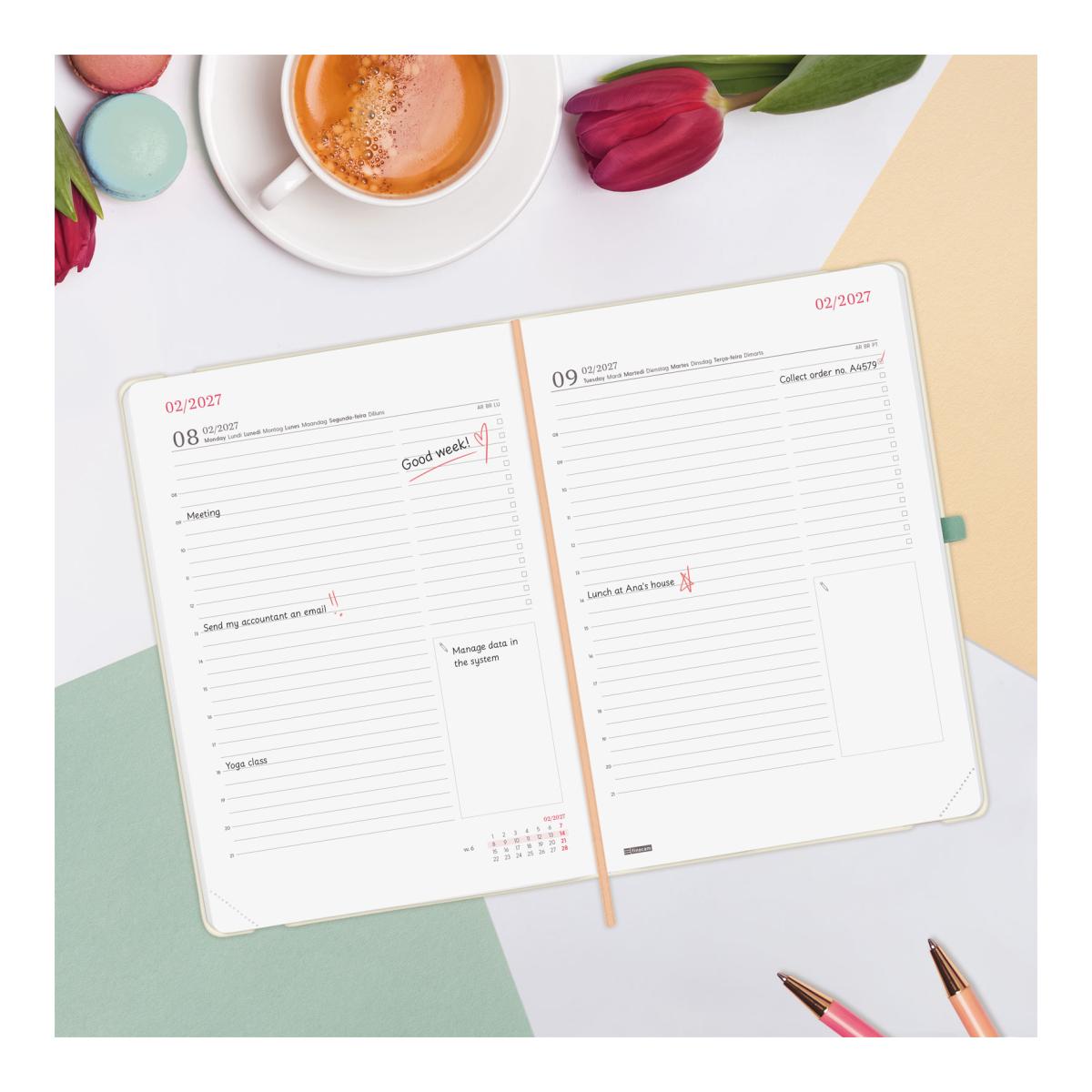 Agenda Encadernada 2027 Capri FA5-148x210 mm 1 Dia Por Página Happy Finocam Multicolor Multilingue Multicolor-3