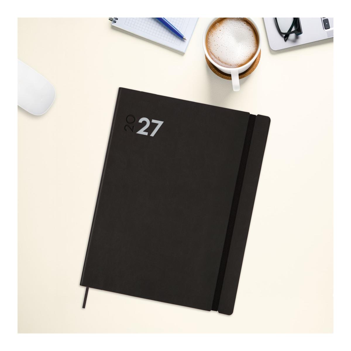 Agenda encuadernada año 2027 Dynamic Mara Y12-210x270 mm 1 Día Página Finocam negro castellano multilingüe Negro-2